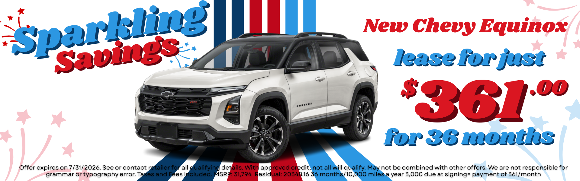 New Chevy Equinox Lease for just $361 for 36 months 